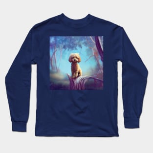 Apricot Cavapoo puppy dog in the woods Long Sleeve T-Shirt